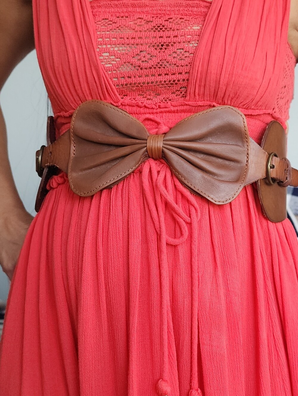 Women Accessories Brown Bow Leather Waist Belt - Stylish Accent